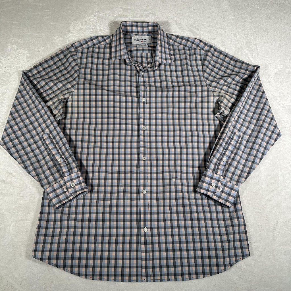 Mizzen Main Shirt Men Size Xxl Plaid Trim Fit Long Sleeve Made In Usa Leeward